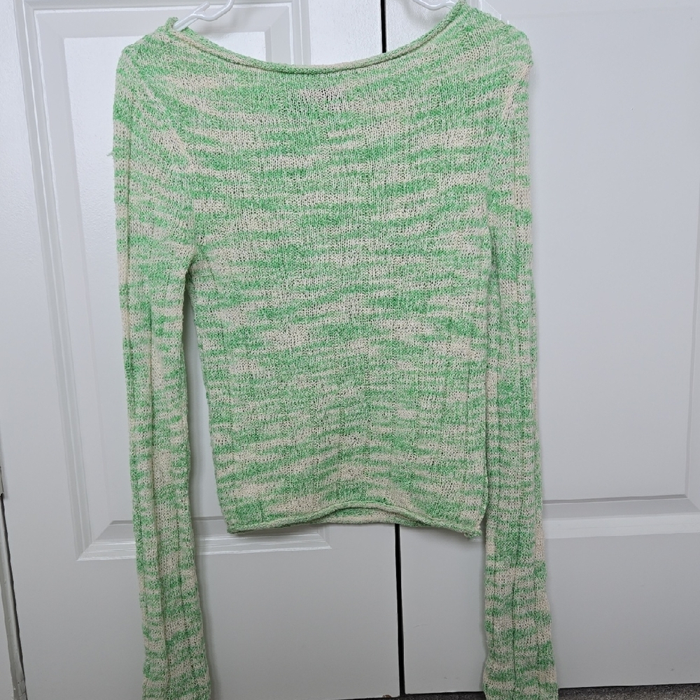 Asos Green and Cream Women's Rib Sweater
